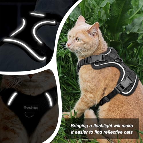 Cat Harness and Leash for Walking, Adjusted in Four Directions and Breathable Cat Harness for Anti Escape That can be Fitted and Positioned, Reflective Strips Harness, Black, S - Image 5