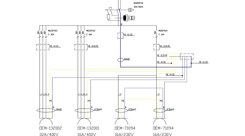 Rozdzielacz budowlany ECO-S/FI 1 x 16 A 1 x 32 A 2 x 230 rozdzielacz do gniazdka ściennego Bals puszki kompletny LSS/FI 6 kA rozdzielacz prądu Doktorvolt 2633