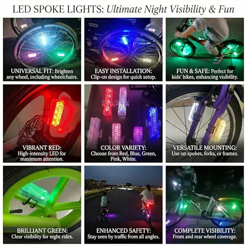 Luces led para radios de bicicleta HANZE con sensor automático de movimiento 7