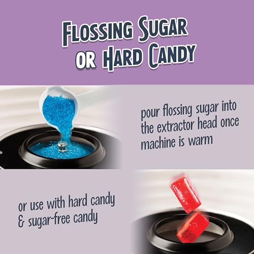 Image of Nostalgia Vintage Hard and Sugar Free Candy Countertop Cotton Candy Maker, Includes 2 Reusable Cones And Sugar Scoop - Lavander