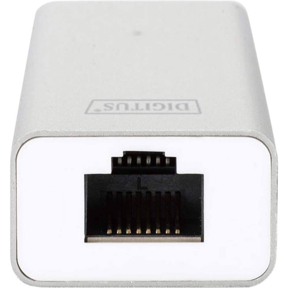 Digitus USB HUB - 3 Puertos - RJ45 Conexión Ethernet - Super Speed ​​USB 3.0 - 5 Gbit / S - Gigabit LAN - Carcasa de aluminio