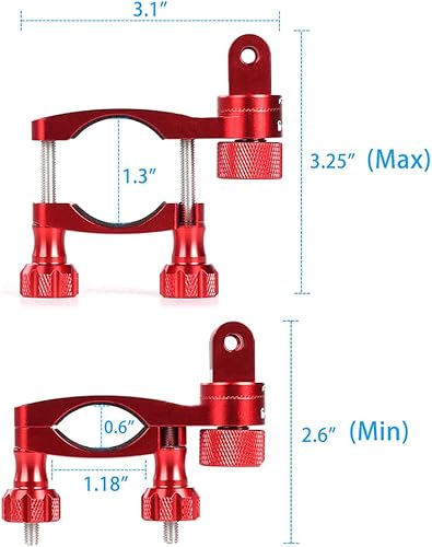 Miniatura 8 de HSU Soporte de aluminio para manillar de bicicleta, poste de asiento de rotación de 360, soporte de poste de esquí compatible con Go Pro Hero