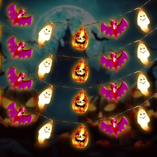 Halloween-String-Lights-Battery-Operated-98-Feet-20-LED-3D-Pumpkin-Bat-Ghost-Lights-with-Timer-2-Light-Modes-Halloween-Decorations-Lights-Indoor-Outdoor-Cute-Halloween-Party-Decor