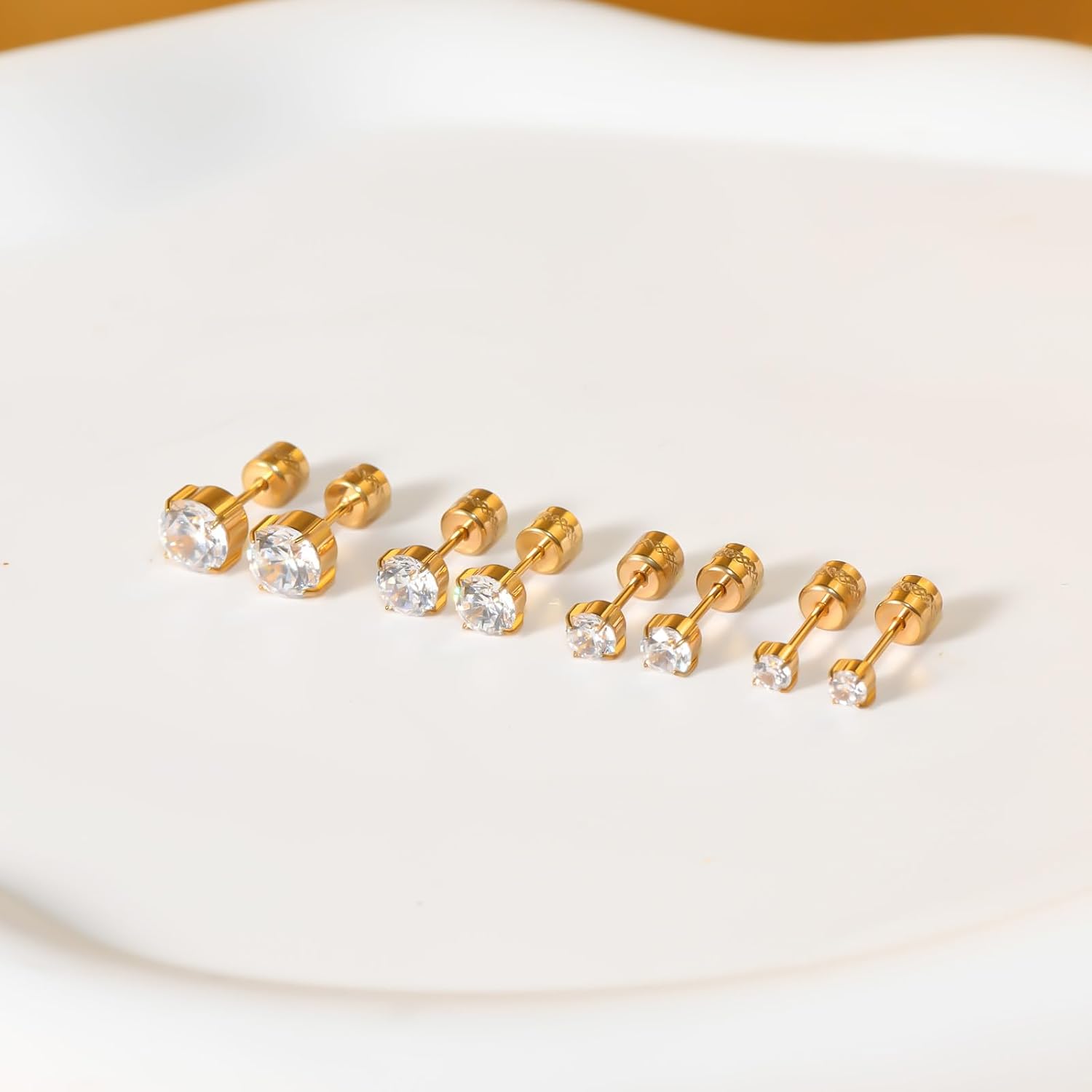 Hopply Hypoallergenic G23 Pure Titanium Earrings for Women Men,20G Implant Grade Flatback 5A Cubic Zirconia Earrings Studs for Sensitive Ears Jewelry Gift - Image 7