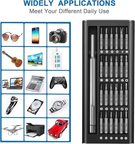 Image of DEVER 24-in-1 Precision Screwdriver Set with Magnetic Handle & Interchangeable Bits | Compact Portable Repair Tool Kit with Storage Case for Electronics, Mobile, PC, Watch, Home & Auto Repair-Black