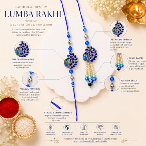 Image of CraftVatika Rakhi Gift for Brother Bhabhi, Premium Peacock Couple Rakhi Gift Combo for Bhaiya Bhabhi Designer Rakhis for Bhabhi with Magnet, Fridge Magnet for Fridge Door Decor, Rakshabandhan Gift