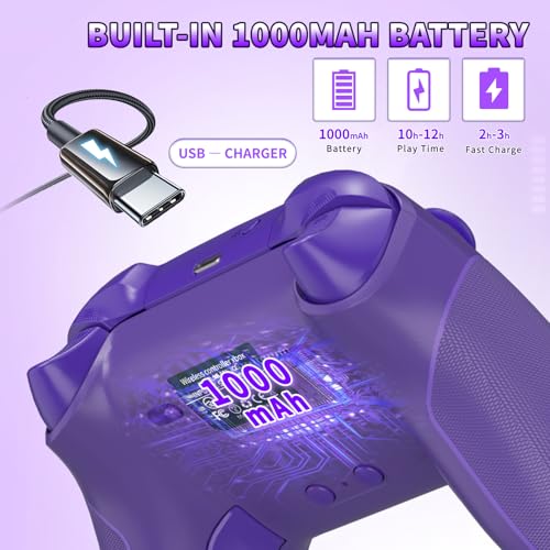 Image of Wireless 2.4GHz Controller for Xbox One Controller with 7 Colors RGB Light,Compatible With Xbox Series S|X Consoles,Steam,PC,with 1000mAh Battery /Hall Effect Sticks /Turbo /Programmable /3.5mm Audio Jack(Purple)