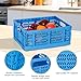 PAG-Mass Heavy Duty Plastic Milk Crates for Storage, 4-Pack Stackable Storage Bins for Organizing, Collapsible Storage Basket with Handle for Groceries, Suitable for Home Office School Store, Blue