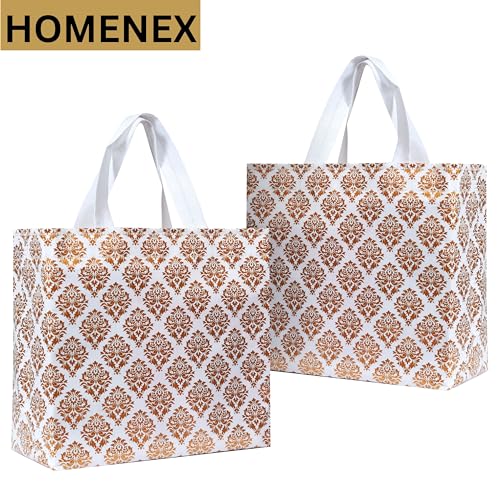 Image of HOMENEX Plastic, Canvas Whiteprint Return Gift Bags for Wedding, Shagun, Festival, Birthday and Other Occasions (Whiteprint Bag), 50 Count