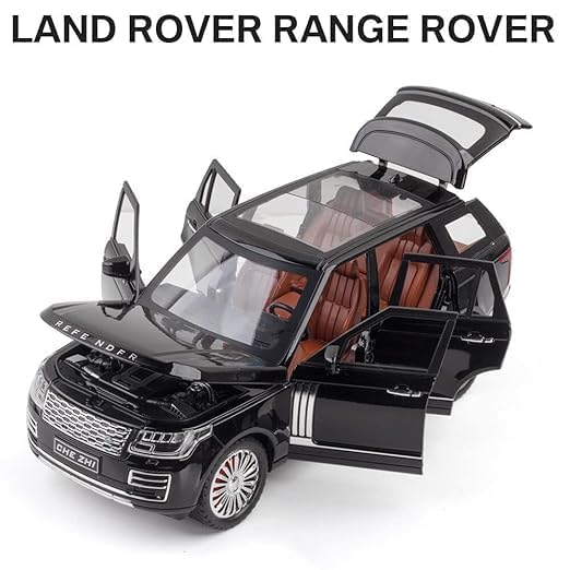 Image of DEOXY 1 /24 Big Range Rover REFENDER Toy Car Metal Pull Back Diecast Car with Openable Door and Sound Light, Gifts Toys for Kids,black