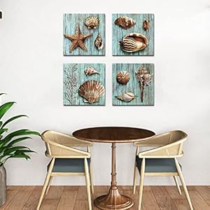 Rusticseashellwallartbeachdecorcoastaltealblueconchshellcanvasprintsfarmhouseoceanwalldecornauticalbeachystarfishpictureslivingroombathroombedroomhomedecorations12x124pcs Urban Country Home Decor Rustic seashell wall art beach decor coastal teal blue conch shell canvas prints farmhouse ocean wall decor nautical beachy starfish pictures living room bathroom bedroom home decorations 12×12 4 pcs urban country home decor
