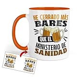 Kembilove Taza Divertida He Cerrado Más Bares que el Ministerio de Sanidad – Regalo Original para Amigos Fiesteros y Compañeros – Ideal Amigo Invisible y Cumpleaños – Cerámica 325ml