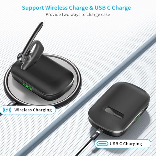 Image of Bluetooth Headset Wireless Earpiece Single Ear Headset with Microphone