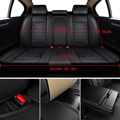 Yuhcs Full Set Car Seat Covers - Faux Leather Non-Slip Vehicle Cushion Cover, Waterproof Car Seat Protectors Automotive Interior Accessories For Most Suv Cars Pickup Truck Black #TOP6