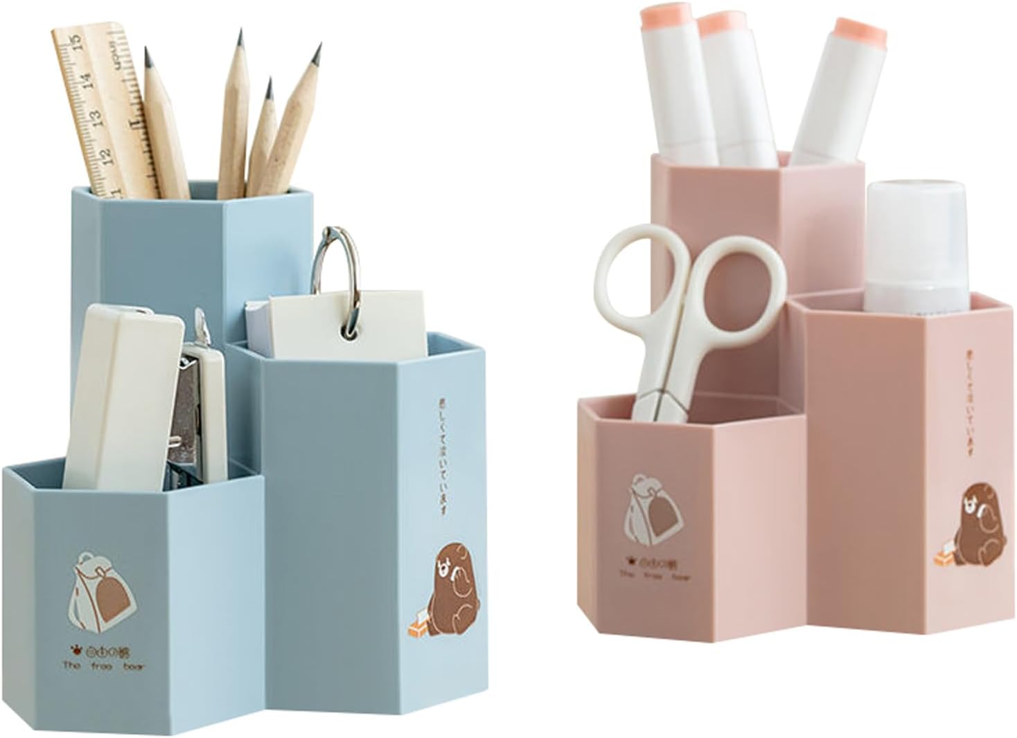 Plastic Desk Pen Organizer with 3 Slots, Dual-Purpose Art Pencil Cup