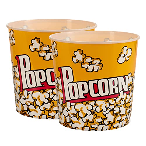 TIENDA EURASIA - Pack de 2 Cubos de Palomitas, Bol Palomitas Vintage, Cubo Palomitas 21,5 x 21,5 x 20 cm, Cuenco para Palomitas de Maiz, Capacidad 5 litros, Juego de 2 Pop Corn Bol Grande