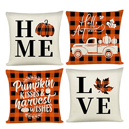Joyshare fall throw pillow covers autumn farmhouse plai…
