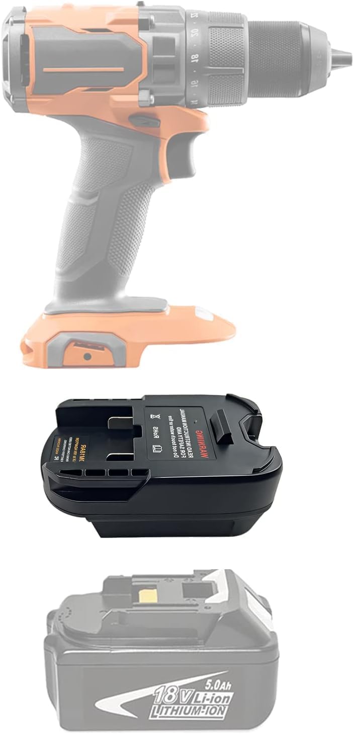 for Makita to for Ridgid Battery Adapter,Converter for Makita 18V Lithium Battery BL1850B BL1840B BL1830B to Work for Ridgid AEG 18V Hyper Li-ion Cordless Tools