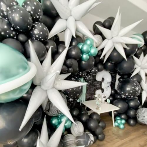 Image of PartyWoo Ivory Star Spike Balloons 6pcs Explosion Foil Mylar Balloons