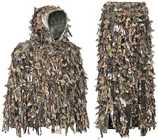 AUSCAMOTEK Leafy Ghillie Suit 3D Hybrid Camouflage Clothing Hunting Turkey Gilly Suits, Green M-L