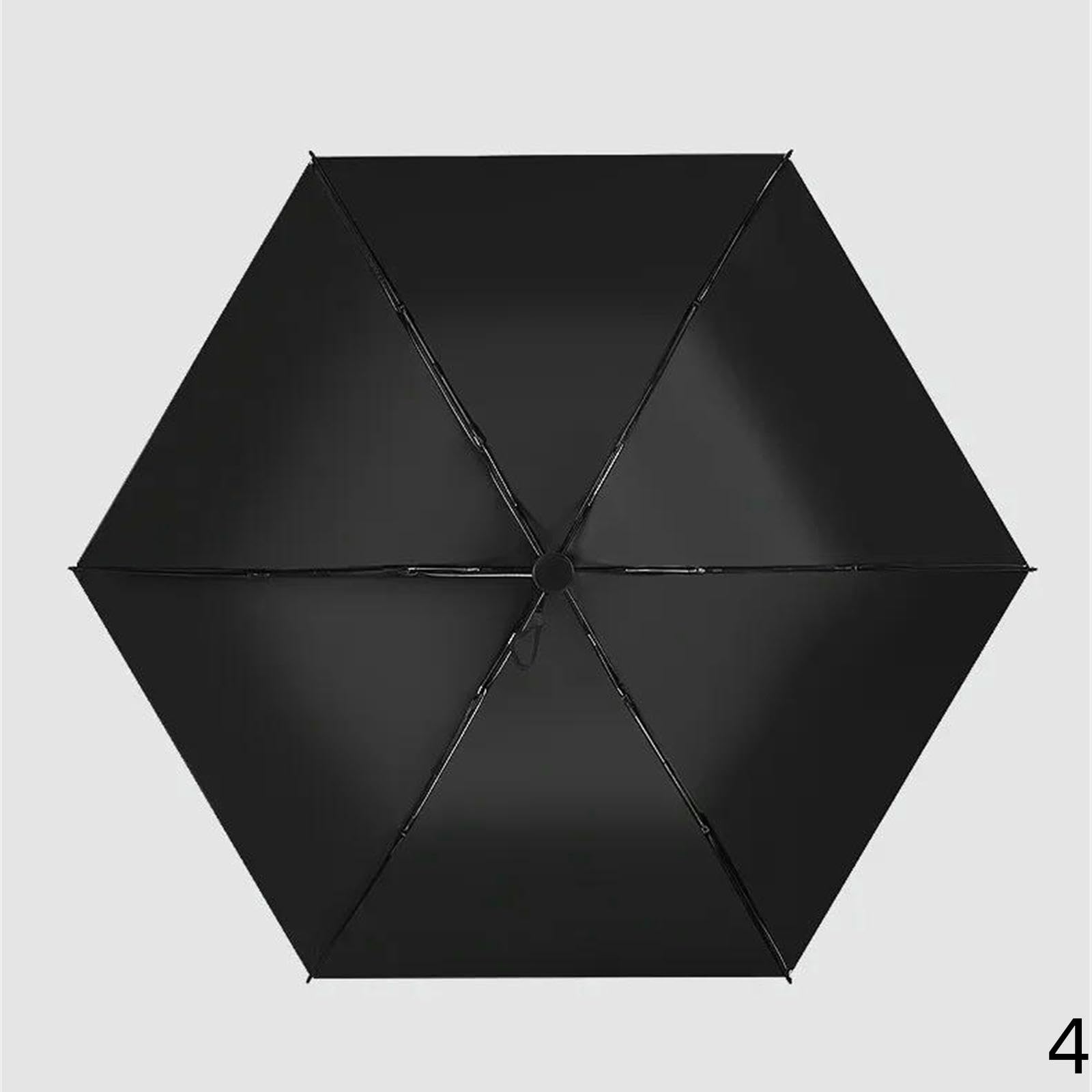 Ombrello da Viaggio Pieghevole Anti UV Rain Portatile Pistarpo -anticontro di Sole Femminile E Maschile-nero-6k