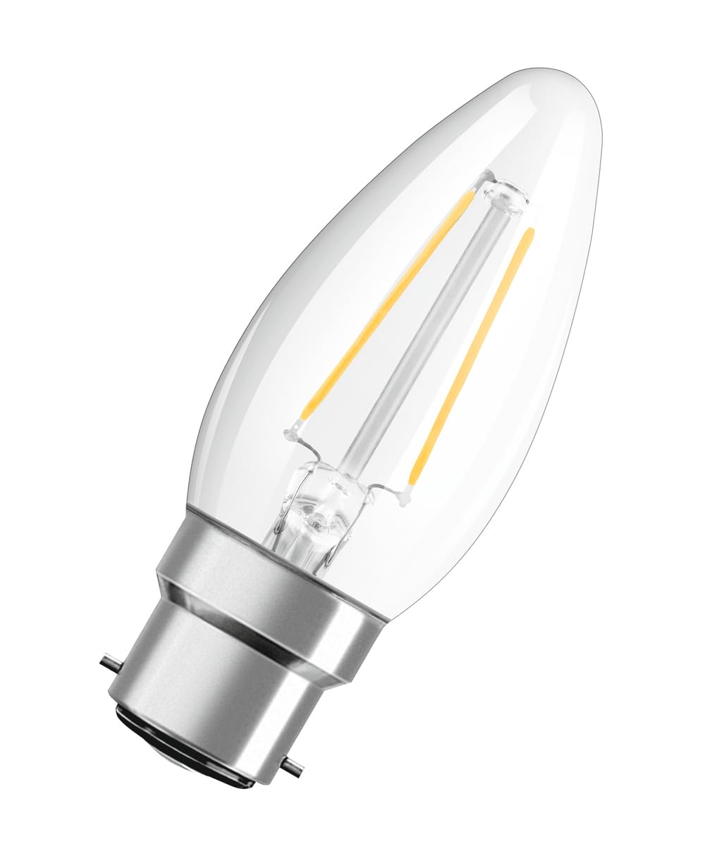 OSRAM LED Star Classic B25, Clear Filament LED lamp in Candle Shape, B22d Base, Warm White (2700K), Replacement for Conventional 25W Bulbs, 1-Pack