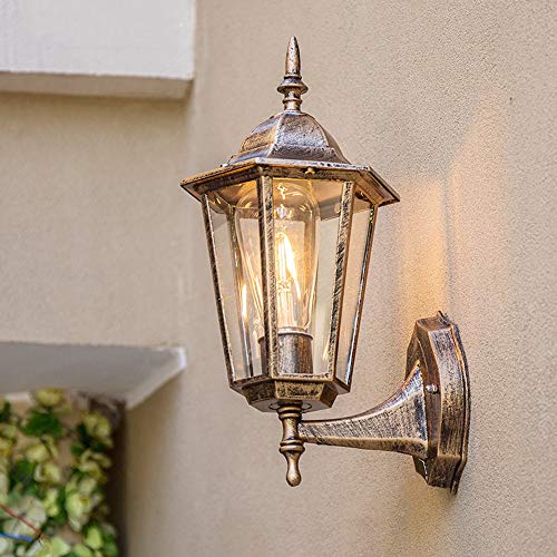 Lámpara de pared europea para exteriores LED Aplique de pared de óxido impermeable externo Aplique de vidrio industrial retro E27 Base Pasillo Balcón Villa Aplique de pared para pared externa Porche