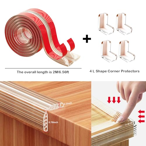 Image of Baby Proofing, Clear Corner Protector Baby, 6.56ft(0.78x0.78In) Silicone Soft Corner Protectors for Kids, Upgraded Airbag Corner Guards for Furniture, Tables, Desk Edge Cushion