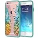 iPhone 6 6s Case 4.7", True Color© Translucent Tropical Watercolor Pineapples Printed on Clear Transparent Hybrid Cover Hard + Soft Slim Thin Durable Protective Shockproof TPU Bumper Cover - Teal