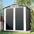 6x4 FT Outdoor Storage Shed, Metal Garden Shed with Lockable Door, Anti-Corrosion Tool Shed with Sloping Roof, for Backyard Patio Lawn