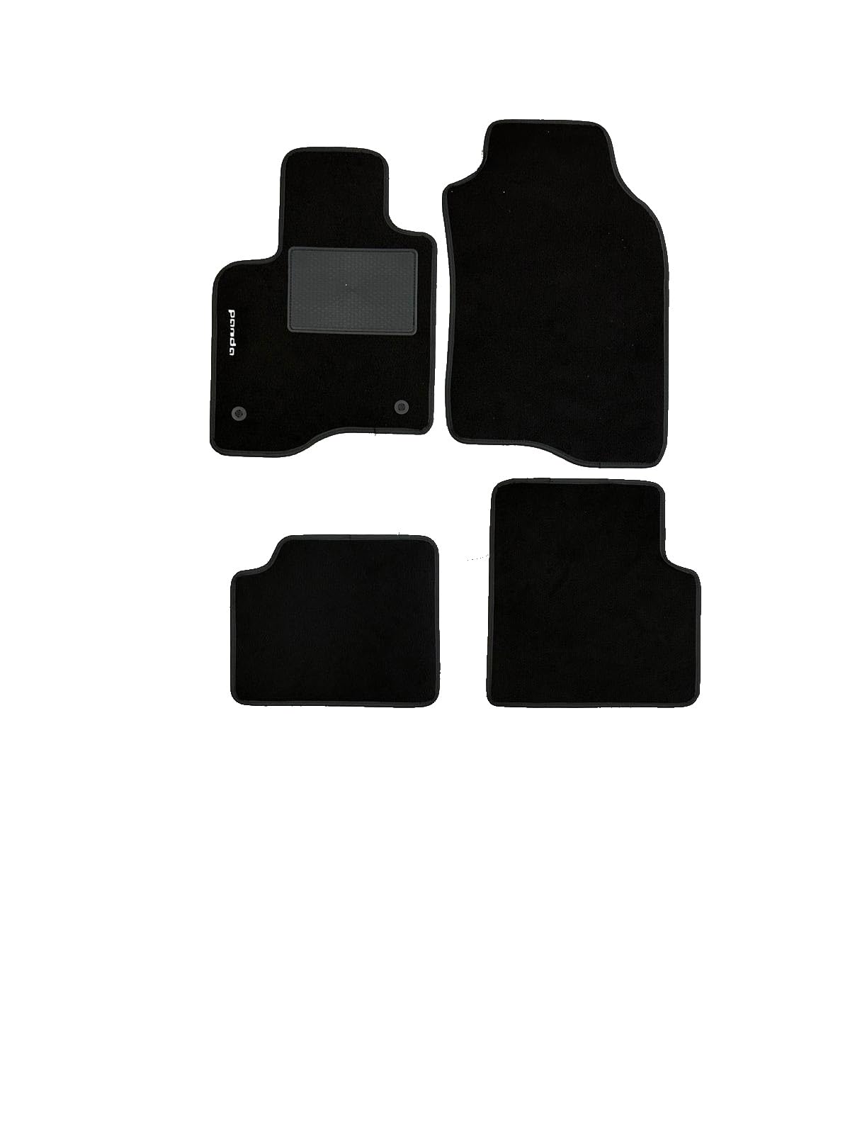 Tappetini Auto in Moquette compatibili per Panda Hybrid (Ibrida), Modello 319 Facelift 2020, con Fermi di Fissaggio, Battitacco in PVC, Bordo Antiscivolo, Nero