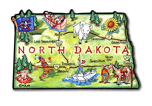 Imán decorativo con diseño del estado de North Dakota