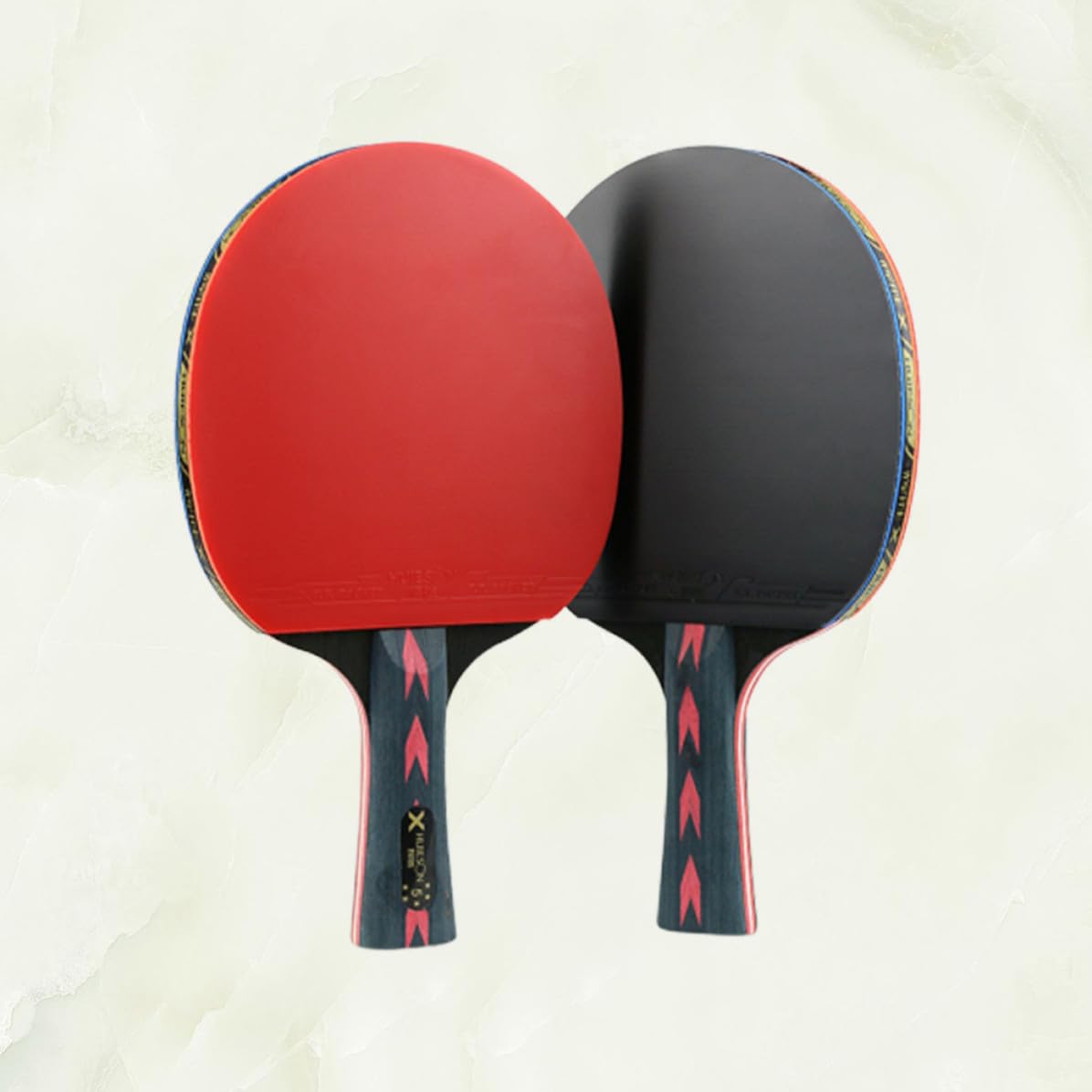 5 Sterne und Superleichtem Griff Tischtennisschläger 2 Stück aus Kohlefaser mit Doppelnoppen und Komfortable Kontrolle für Professionelle Jugendspieler