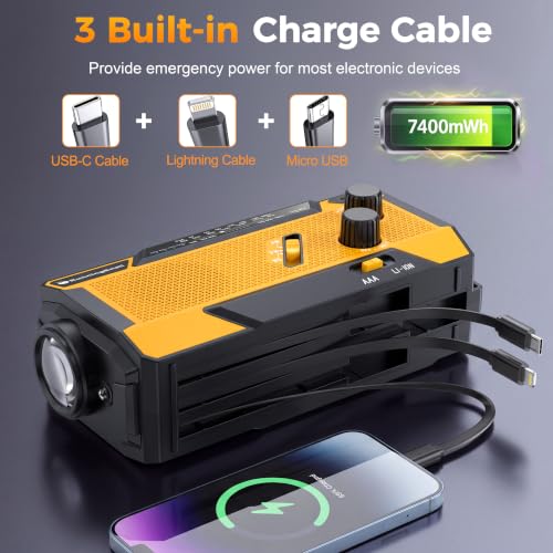 RunningSnail Hand Crank Emergency Radio with 3 Built-in Cable for Hurricane - Image 2