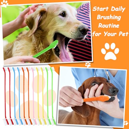 Image of Honeydak Dog Toothbrush Bulk Dual Headed Dental Brushes Dogs Tooth Brushing Kit Long Handle Pet Tooth Brush for Puppy Large Small Cats and Most Pets Teeth Cleaning Dental Supplies(70 Pcs,Multicolor)