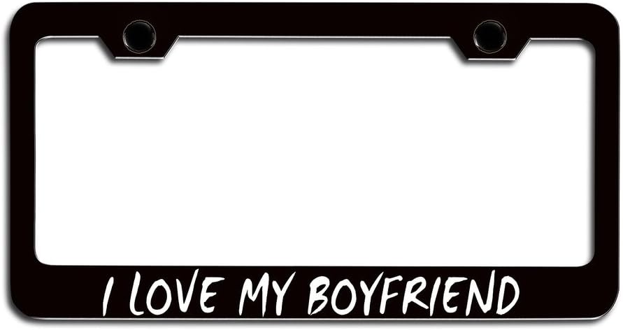 Makoroni - I Love My Boyfriend Relationship License Plate Frame, License Tag Holder