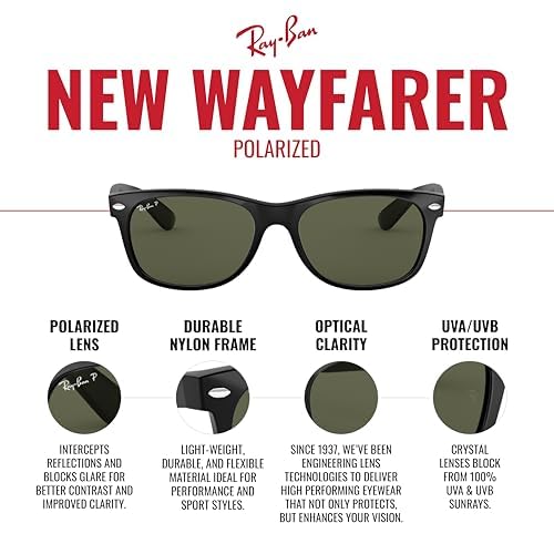 Ray-Ban RB2132 New Wayfarer Polarized Square Sunglasses - Image 5