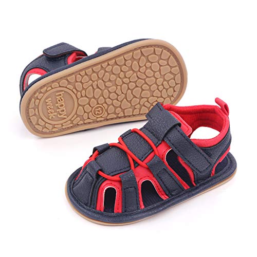 Toddler Sandals Boys Summer Rubber Sole Flat Girls Sandals Soft Baby Non-Slip Shoes Walking Boys Baby Shoes (Red, 6-12 Months)3