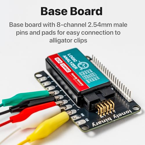 Image of LONELY BINARY Logic Analyzer 8 Channels 24MHz USB Kit with Base Module, Breadboard Breakout Board, USB-A & Type-C Cables, Test Clips, Alligator Clips Compatible with Arduino ESP32 STEM DIY Projects