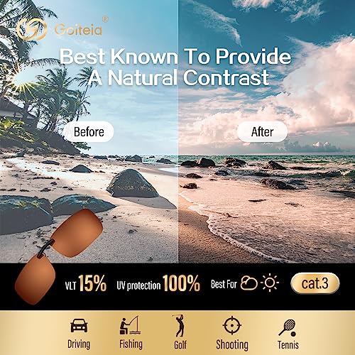 Image of Goiteia Polarized Flip up Clip on Sunglasses over Prescription Glasses for Men Women-Upgraded No Blue Glare