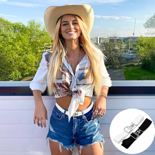 2pcs 1.5'' Elastic Equestrian Belt,Stretchable Waist Belt Surcingle Buckle Horse Bit Belt for Horseback Riding Sports,Elastic Belt Stretch Horseback Riding Belt Gifts with Buckle for Women Girls,38''4