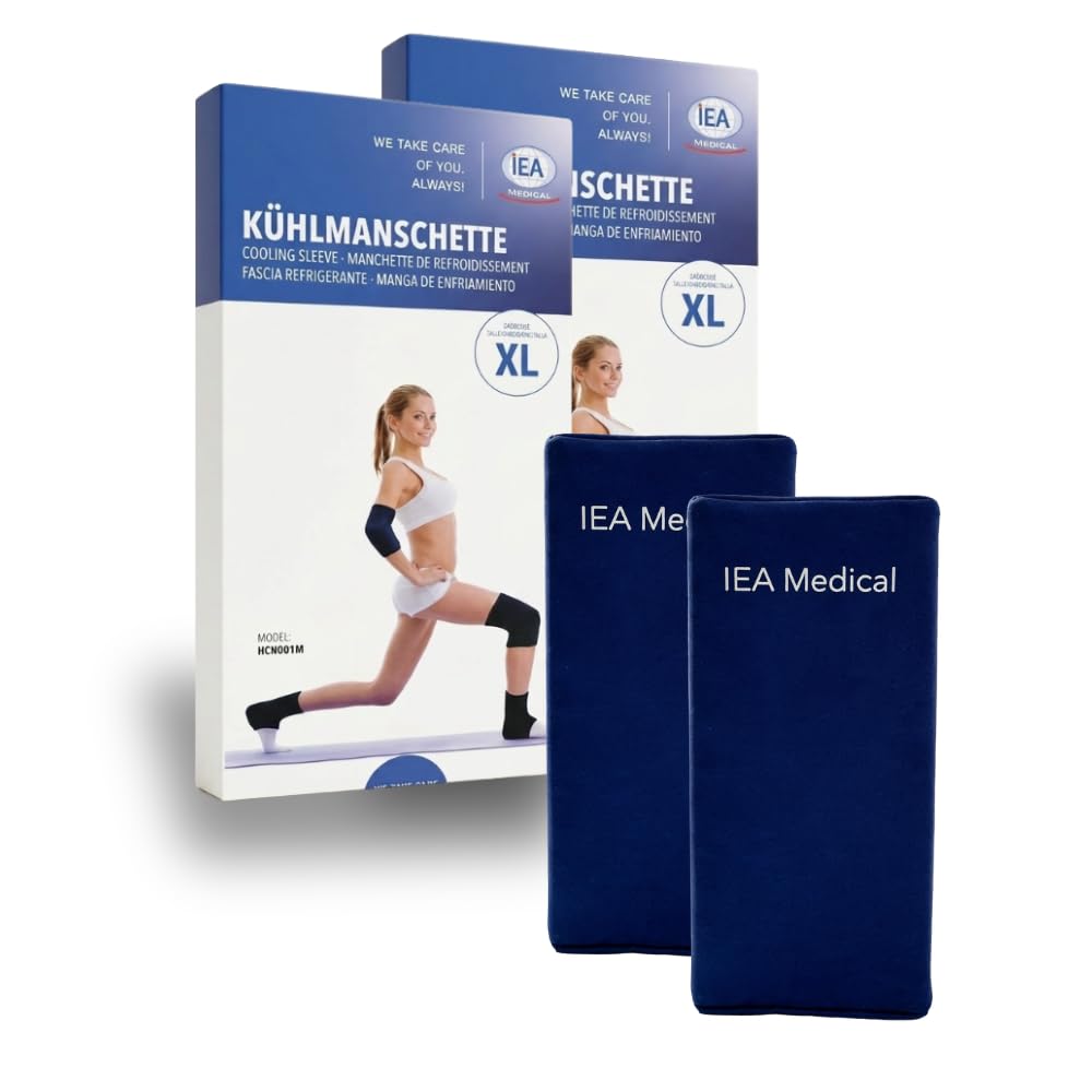 IEA Medical Kühlmanschette Ellbogen & Knie Größe XL – 360° Gel-Sleeve zur Kältetherapie – kühlende Bandage für Knie, Ellenbogen, Sprunggelenk, Wade & Arm – wiederverwendbar, dehnbar, rutscharm