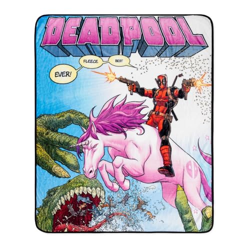 Marvel Comics Deadpool Best Fleece Ever Raschel Throw Blanket | Soft Polyester Cover for Sofa Bed | 50 x 60 Inches