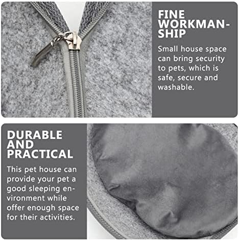 PATKAW Felt Cat Bed Cave Handmade Pet Sleeping Bed Turtle Shell Shape Kitten Bed Comfortable Cat House Condos Portable Cat Tunnel Nest for Indoor Cats Small Dogs Rabbit Light Grey