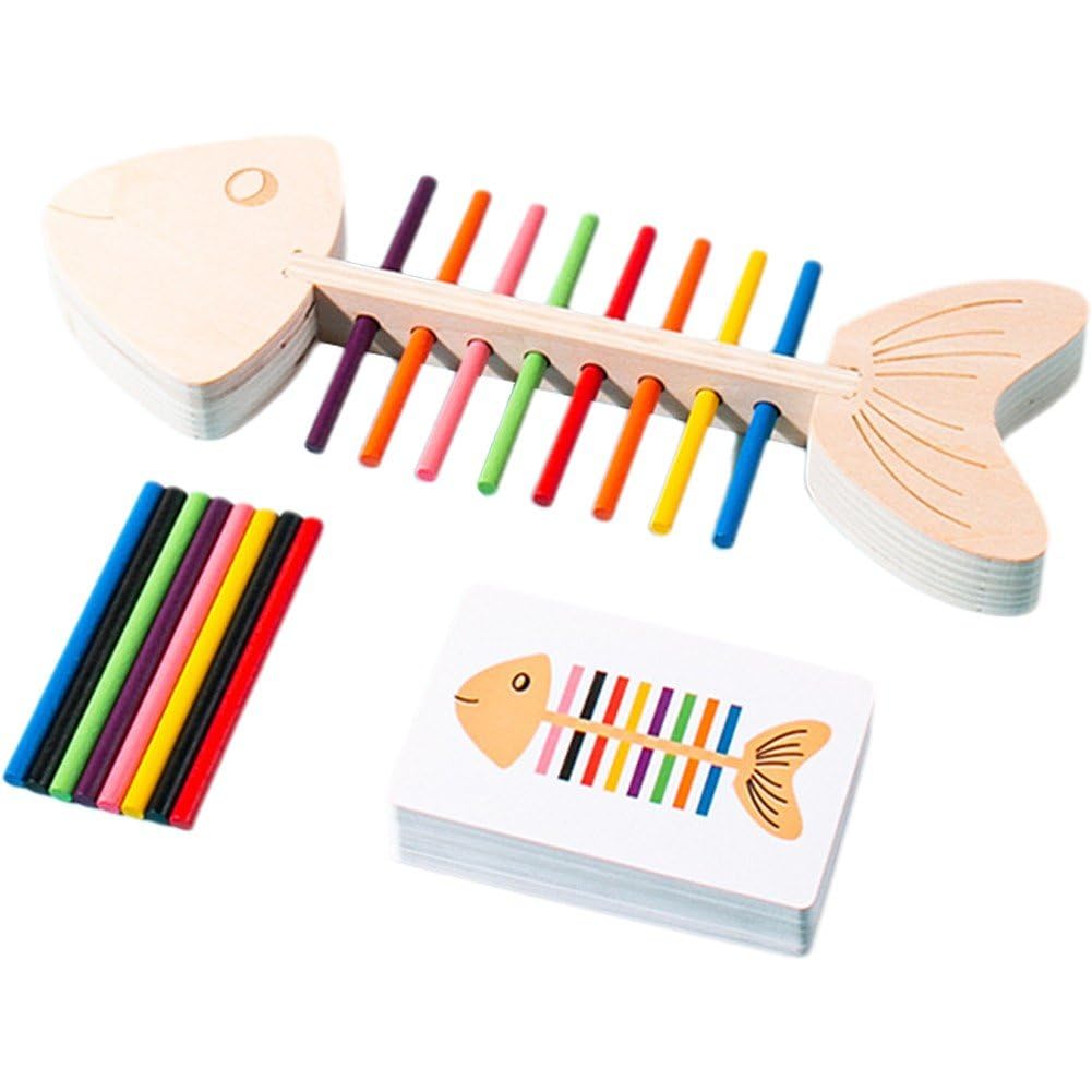 Juguetes Montessori para Niños Pequeños, Juguetes De Madera con Forma De Espina De Pescado para Clasificar por Colores, Juguetes Sensoriales Coloridos Y Educativos para Niños Y Niñas, Regalos
