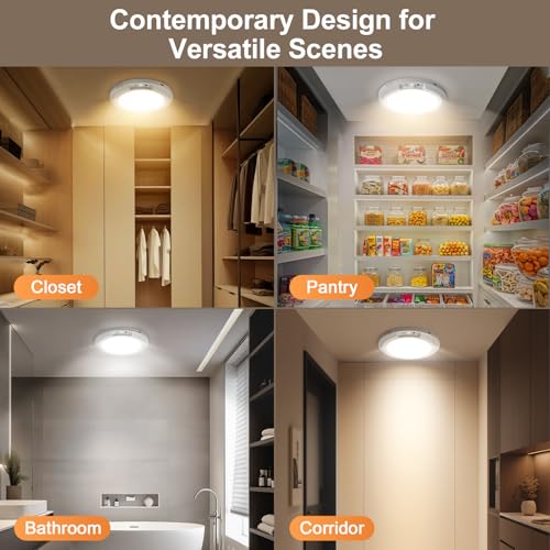 Image of Yunaking Rechargeable Ceiling Light with Motion Sensor: Battery Operated LED Closet Light with Remote & Timing - Wireless Dimmable Magnetic Mount Shower Lamp for Bathroom /Stairs /Garage /Hallway
