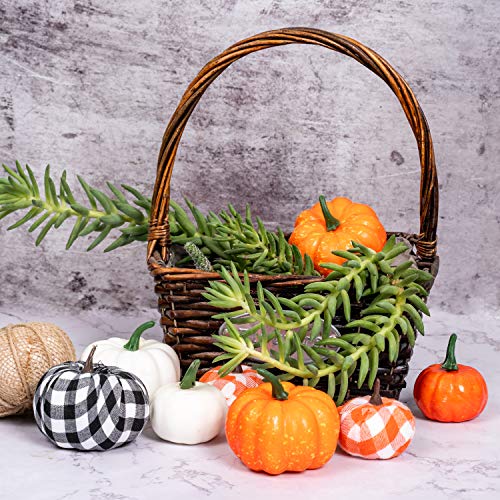 image for Ueerdand 16 PCS Fall Decor Artificial Pumpkins Harvest Burlap Bufflo P