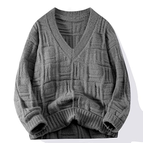 Mens V Neck Sweaters Long Sleeve High Stretchy Ribbed Knit Fashion Pullover Sweaters Trend Cozy Solid Color Sweater2