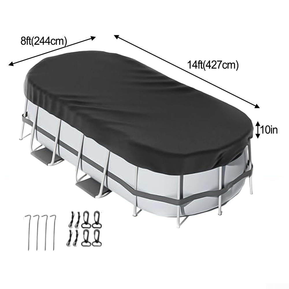 Owalny pokrowiec na basen do basenów naziemnych wiAccessories utrzymuje basen w czystości i zmniejsza konserwację (244 x 427 cm) WeatherResint Protect