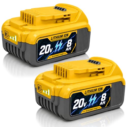 SANIU 2 Pack 8.0Ah Replacement for DeWalt 20V Battery Long-Lasting Battery Compatible with Dewalt 20 Volt Cordless Power Tools DCB205 DCB206